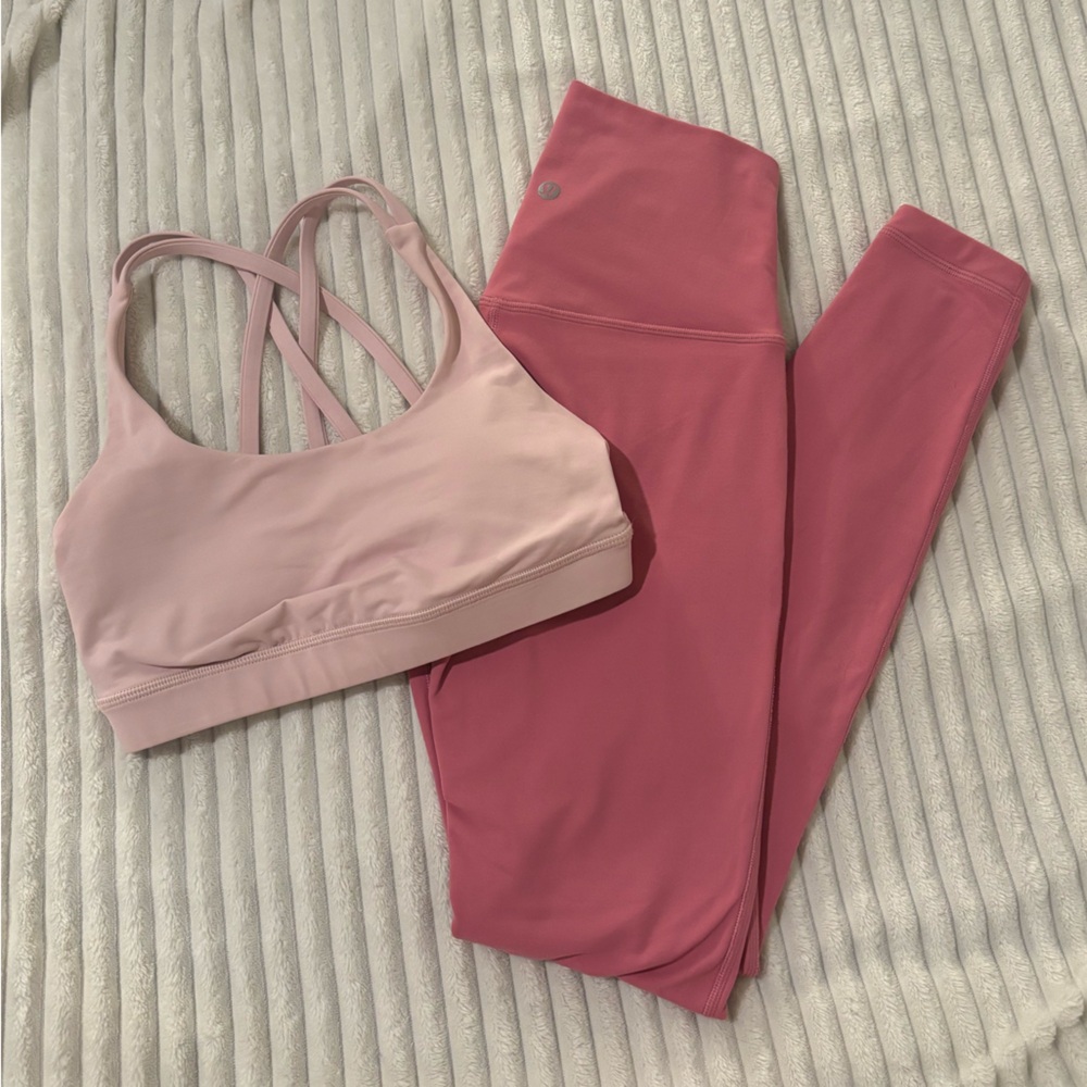 Lululemon Athletica Pink Sports Bra and Leggings Set